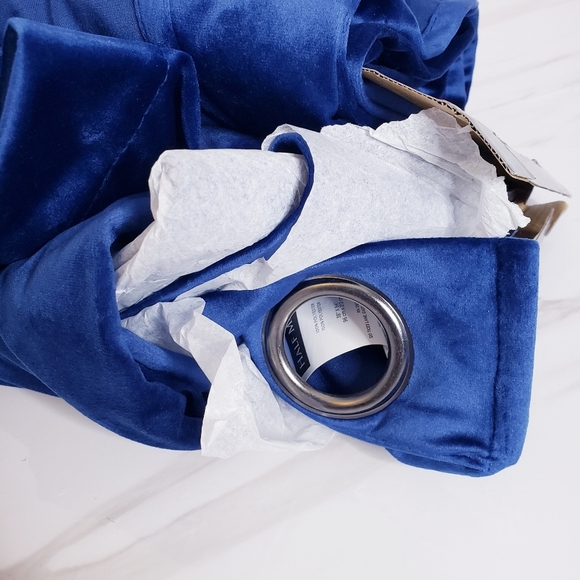 Prima Two Panel Velvet Darkening Insulated Window Curtains Navy Blue 38" X 84" - Picture 9 of 16